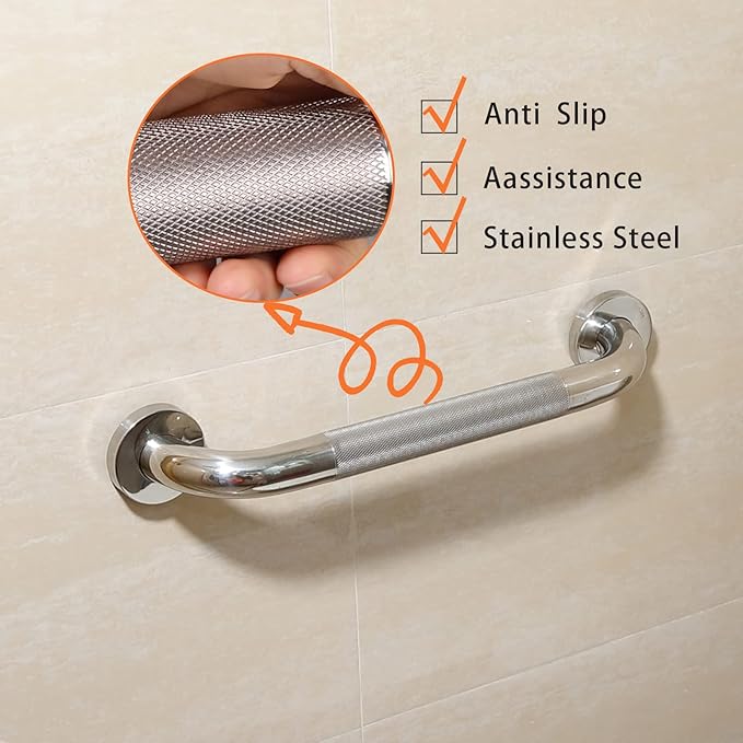 Shower Grab Bar, 2 Pack 16 Inch Bathroom Grab Bar, 1.25" Diameter 304 Stainless Steel Anti-Slip Grab Bars for Bathtubs and Showers, Handicap Shower Grab Bar for Seniors Elderly
