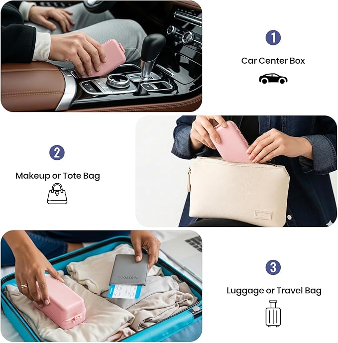 NEW Foldable Weekly Pill Organizer Large,Cute & Portable Pill Box 7 Day 1 Time a Day,8 Grids with Excess Space for Emergency Use,Daily Travel Pill Case Holder Dispenser for Vitamin,Supplement- Pink