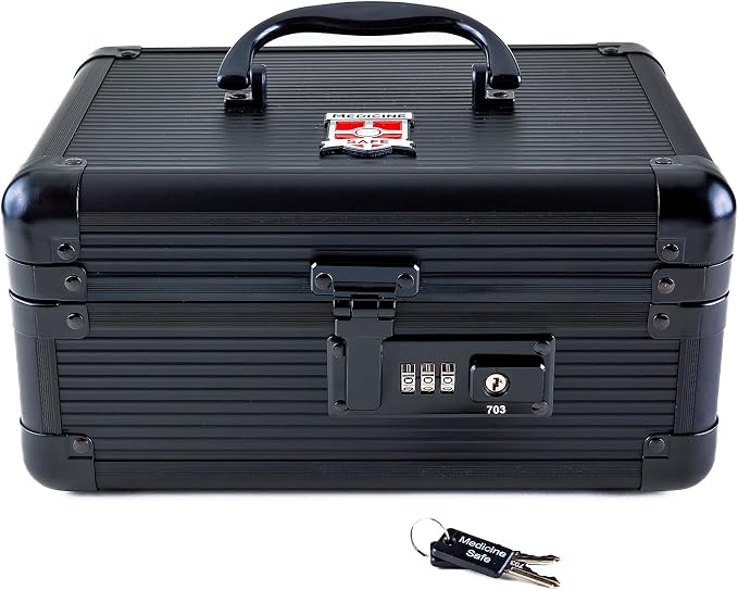 MEDICINE RX SAFE Medication Carrying Case - Medium/Black - Dual Lock
