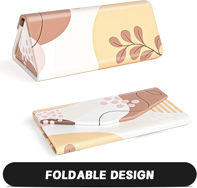 Sunglasses Case, Foldable Glasses Case, Magnetic PU Leather Hard Shell Folding Eyeglass Holder Box, Collapsible Unisex