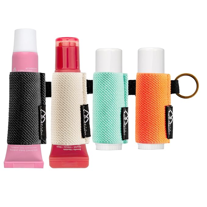 WK IEASON Lip Balm Holder Keychain for LANEIGE, Summer Fridays, Small Christmas Gifts Stocking Stuffers for Teen Girls, Lip Gloss Holder Compatible With Chapstick, Burt's Bees Elastic Lipstick Holder
