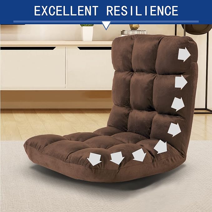 Indoor 5-Position Adjustable Floor Chair with Back Support Folding Padded Gaming Sofa Chair, Lounge Chair for Adults Video Gaming, Perfect for Meditation, Reading QL050-CO