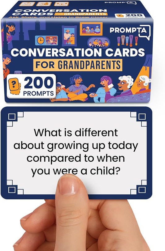 200 Conversation Starters for Grandparents – Thoughtful Gifts for Seniors – Family Games for Kids and Elders to Connect and Share – 3.5” x 2.5” Sized Cards – Get to Know Your Elderly