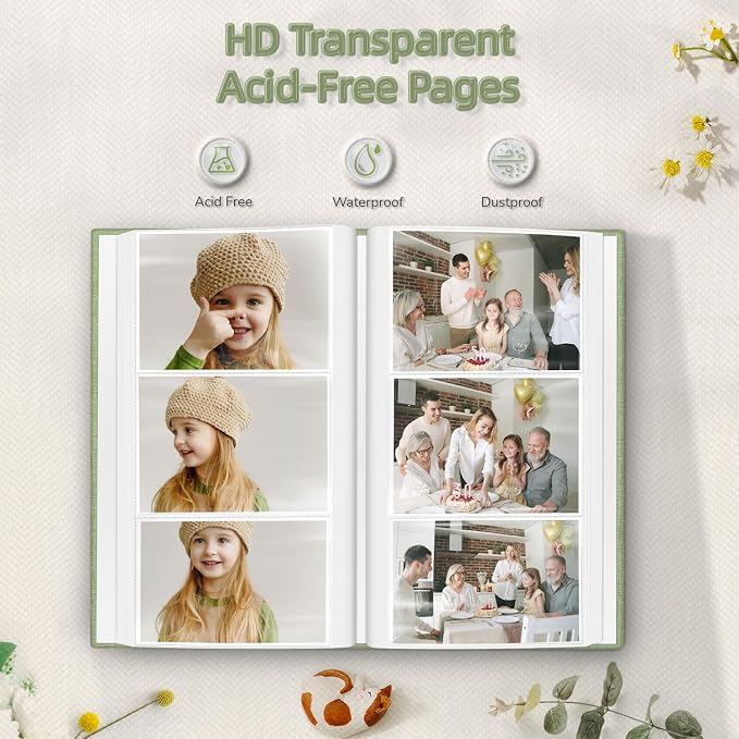 Popotop Photo Album 4x6-300 Photos Linen Cover Photo Books with 300 Horizontal Pockets,Slip-in Picture Albums for Family Wedding Anniversary Baby Vacation Pictures