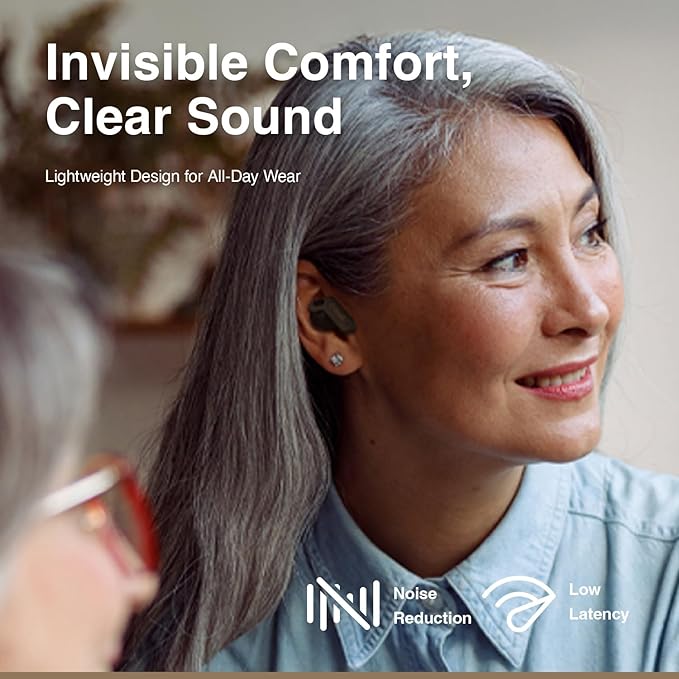 Otoadd F1-S OTC Hearing Aids for Seniors, Rechargeable Battery, Bluetooth App Control & AI Noise Reduction, Invisible Design, Includes 3 Cleaning Brushes
