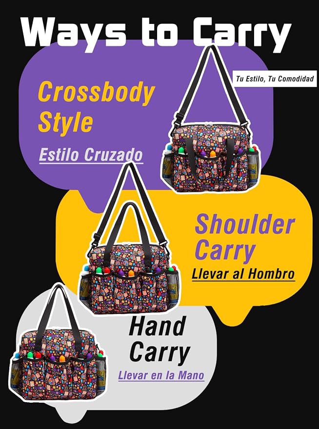 Bingo Bag with Pockets for Daubers Dabbers Bolsa Negra para Juego Black | Organizador portátil; holds dabbers, cards, tickets, chips and lucky charms for casino nights