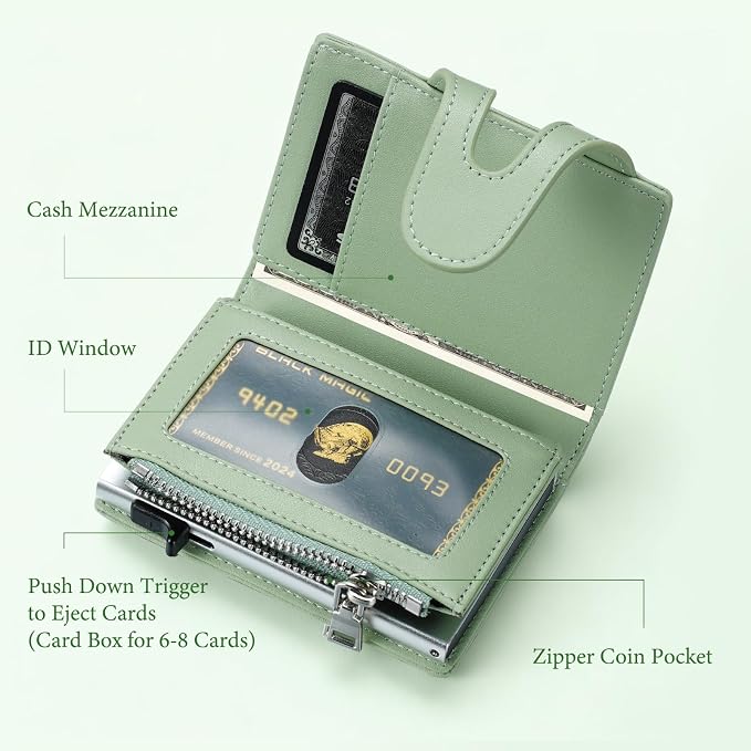 Small Card Wallet Women: Rfid Leather Smart Pop Up Wallets - Ladies Mini Cute Card Holder Slim with with Zipper Coin Pocket - Gifts for Her | Ladies Mini Card Holder Slim Minimalist with Zipper Coin Pocket ID Window - Gifts for Wife Mother on Anniversa...