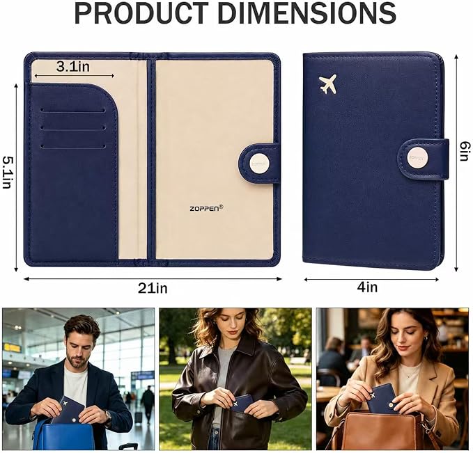 Passport Holder RFID Blocking Travel Wallet, Navy Blue | Passport Cover with Multiple Card Slots, Water-Resistant & Easy-Carry, Must-Have Travel Accessory for Men & Women.