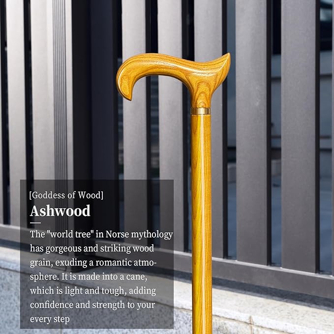 Wooden Walking Cane for Men and Women -Natural Solid Wood, 3 Rubber Tips, Heavy Duty, with Travel Bag- Wooden Walking Stick, Ergonomic Canes for Seniors Unisex Walking Canes