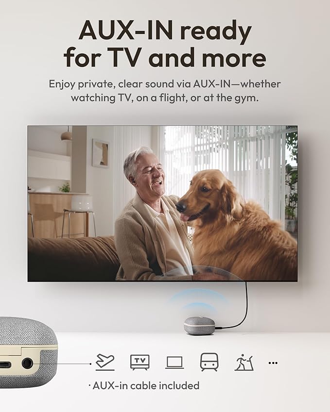 Cearvol Wave Lite OTC Hearing Aids Earbuds with Bluetooth - App Control, Aux-In, Noise Reduction Rechargeable for Mild to Moderate Severe Hearing Loss Seniors & Adults (Starlight)