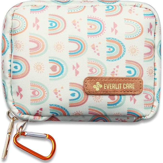 EVERLIT Mini Rescue Pack | 105 Medical Essentials Organized in Portable Storage Bag | Pocket Size Kids First Aid Kit with D Ring | Small Family-Friendly Travel Medical Kit (Rainbow)