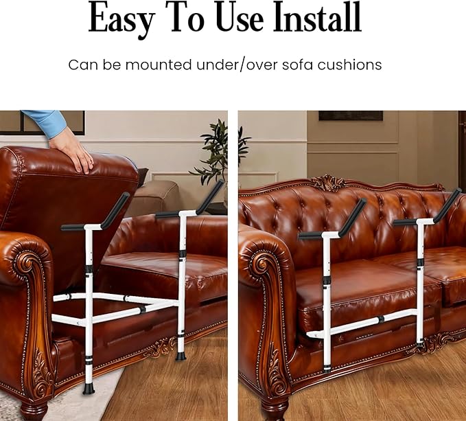 Stand Assist for Couch and Sofa with Support Legs, Height Width Adjustable Standing Aid for Elderly, Disabled, Patients and Seniors with Mobility Issues Portable Couch Handle for Chair (White)
