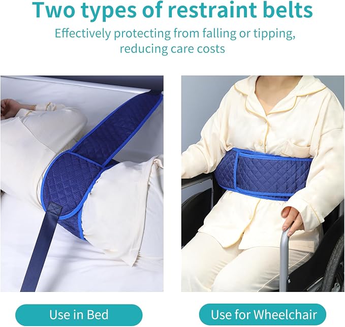 ENLUNTRA Medical Bed Restraint Strap for Elderly，Anti-Fall Waist Belt for Elderly，Adjustable Wheelchair Seat Safety Belt,Medical Bed Safety Assist