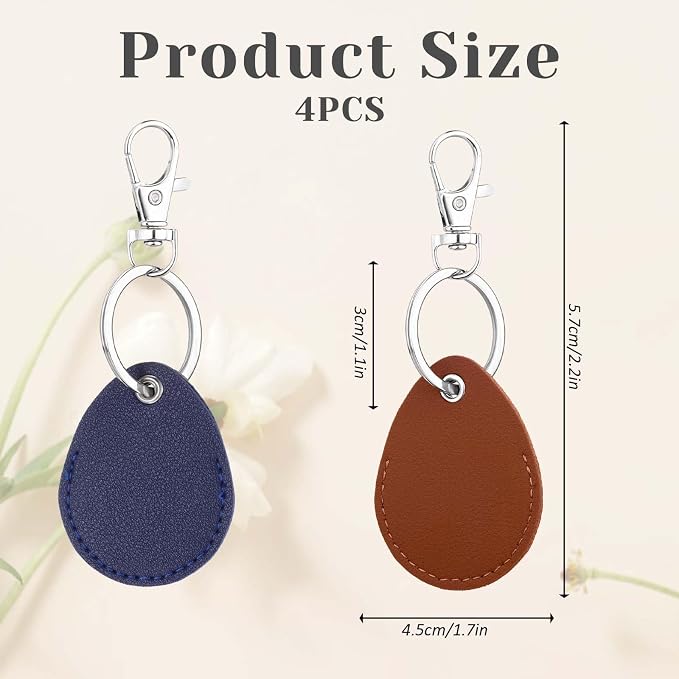 Psyqtsuary Leather Key Fob Holder, 4 Pcs PU Leather Keychain Key Holder for Keychain General Keys Fob, for Keys ID Keys Cards