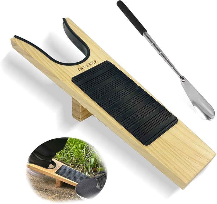 Boot Jack- Wide Opening Design for Effortless Boot Remover, No Bend Needed with Shoe Horn, Wooden Shoe Remover with Non-Slip Base, Perfect for Seniors & Adults