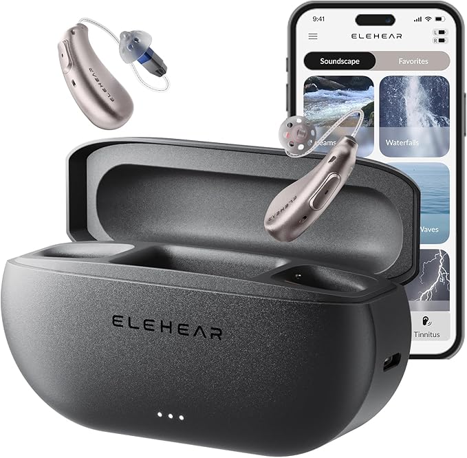 ELEHEAR-Beyond Hearing Aids, Rechargeable Bluetooth OTC Hearing Aids for Seniors with AI Noise Cancellation, Superior Sound Quality Smart, Bluetooth Enabled & App Control, Champagne Gold