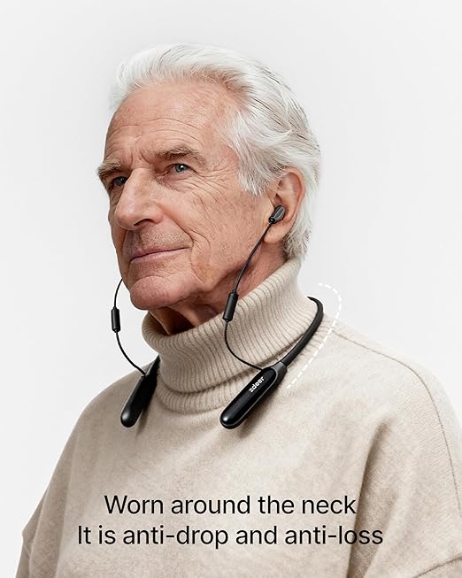 ZDEER Hearing Aids for Seniors with Bluetooth, Rechargeable Hearing Amplifier with Noise Cancelling, OTC Hearing Aids for Severe Hearing Loss with 64 Channel Dual Chips, 7 Level Adjustable Volume and Metal Neckband