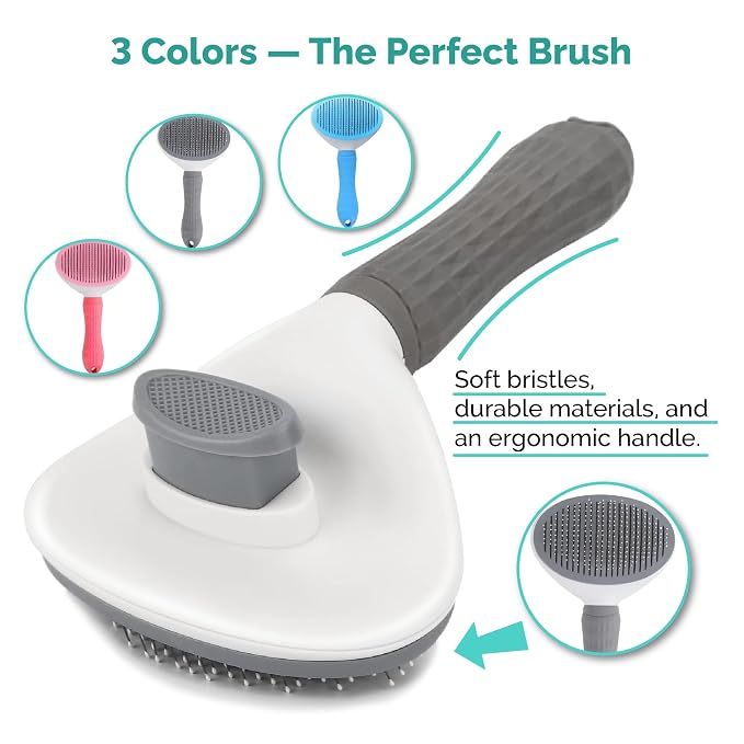 PETS-LAMB Self-Cleaning Dog and Cat Grooming Brush, Suitable for Long or Short Hair, Loose Hair Removal Brush, Easy to Remove, Pet Massage Tool. (GREY)