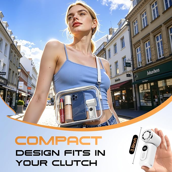 Portable Clip-On Mini Fan Handheld Turbo Fan with 100 Speeds 3000mAh | Rechargeable Stroller Fan Pocket Size USB Cooling Fan for Travel, Camping, Lash Tech & Office
