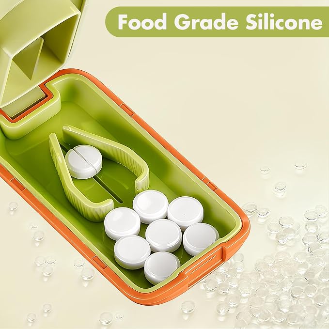 JohnBee Pill Cutter - Sharp & Durable Silicone Pill Splitter, Non-Slip Base, Portable Tablet Cutter for Daily Medication, Vitamins & Supplements. Designed for Swallowing Difficulties & Pets (Green) | Sharp & Durable Silicone Pill Splitter, Non-Slip Bas...