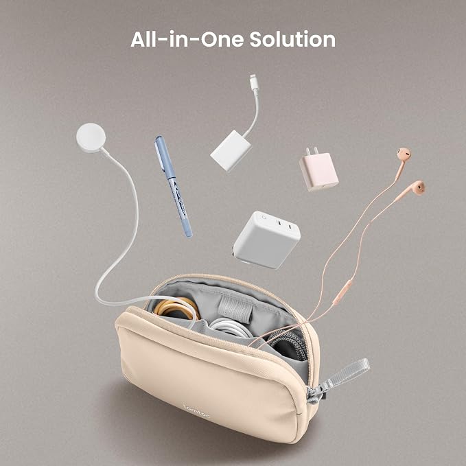 tomtoc Electronics Organizer Travel Case, Water Resistant Travel Bag Cable Organizer for Essentials, Tech Pouch Accessories Carry Storage for Cord, Phone, Cables, Airpods, USB Flash Drive, Daily Items