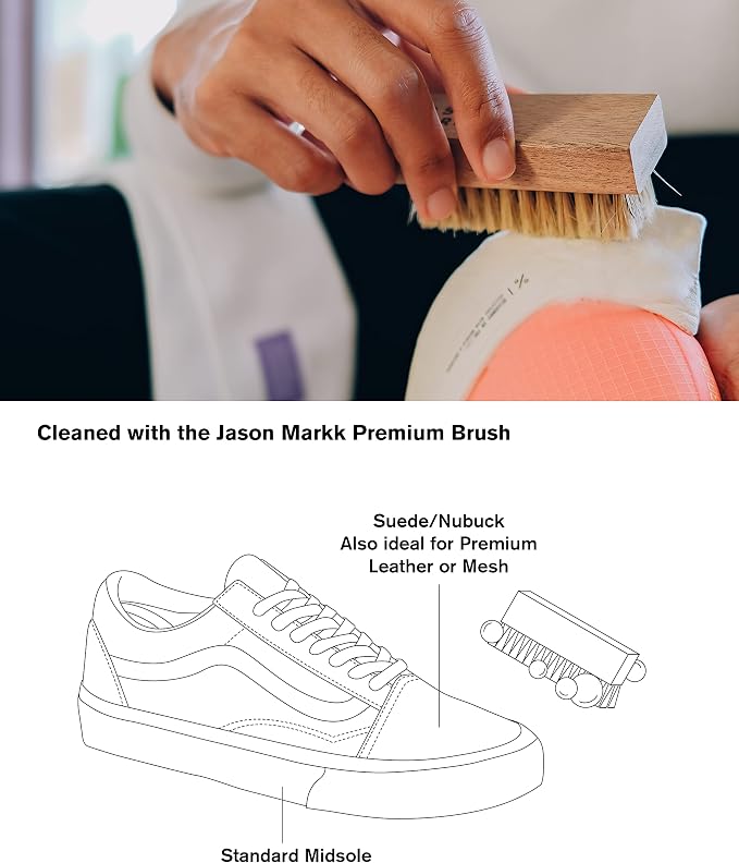 Jason Markk Delicates Shoe Cleaning Brush, Soft Bristles & Walnut Wood, Sneaker Care, Extra Gentle, Ideal for Footwear, Safe for Leather, Suede, Nubuck, Cotton, Knits