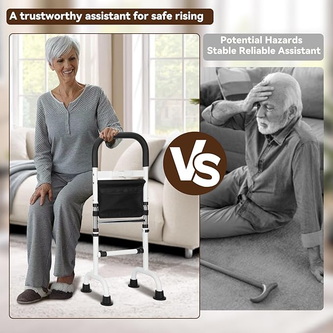 Upgraded Stand Assist Aid for Elderly with Two Sets of Bases and Night Light, Adjustable Stand Assist Providing Standing Assistance for People with Mobility Issues, for Couch, Bedside, Toilet, More