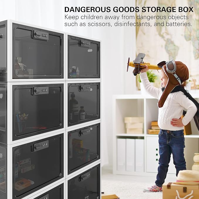 BUG HULL Large Capacity Medication Lock Box, Fridge Lock Box for Medicine Safe, Locking Medicine Box with Code for Snack, Food and Home Safety