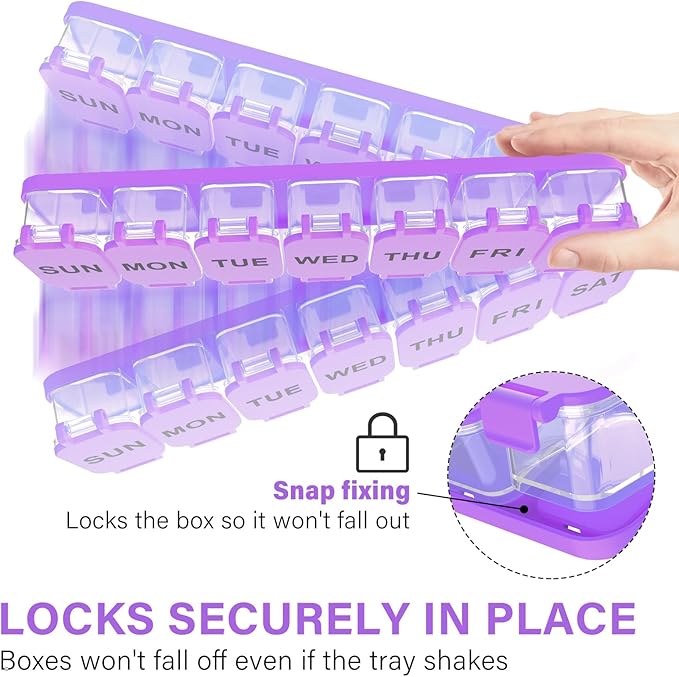 Extra Large Weekly Pill Organizer - Waterproof 7-Day Pill Box, Portable Vitamin & Supplement Case, Easy to Open Design, Ideal for Travel and Daily Medication Management