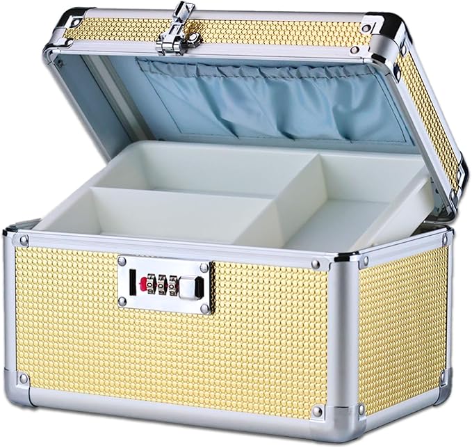 Medicine Lock Box with Code, Secure Multipurpose Locking Box | Portable Combination Storage Lockbox, Childproof Medication Organizer Case, Portable First AidBox with Removable Utility Tray
