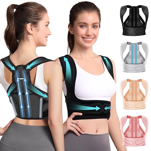 Fit Geno Posture Corrector for Women Lite, Upper Back Brace for Slouching | An Adjustable, Lightweight Design Supports Your Neck, Shoulders, and Upper Back to Help You Sit and Stand Taller