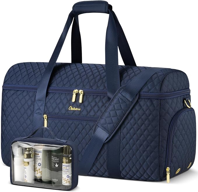Travel Bags for Women Large weekender Duffle Bag with Shoe Compartment Wide Open Overnight Hospital Bag For Women Labor Delivery Carry on Bag Personal Item Travel Bag with Wet Pocket Blue