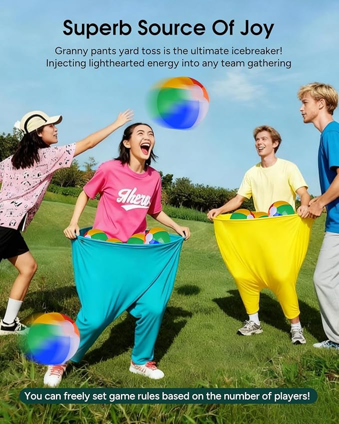 Granny Pants Yard Game,Outdoor Game for Adults and Family.Includes 2 Giant Granny Funny Pants, 12 Bouncy Balls, and 2 Pumps, Fun Backyard Games,Adult Party Games and Field Day Games.