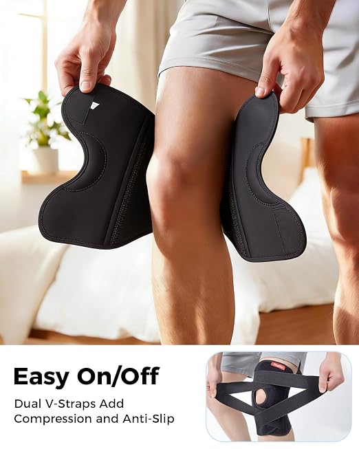 Medical-Grade Knee Brace for Women & Men,[Adjustable V-Straps & Anti-Slip] Knee Support with Side Stabilizers for Knee Pain,Meniscus Tear,ACL,MCL,Arthritis, Patella Stability for Injuries Recovery - S