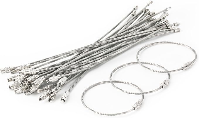 Wisdompro Wire Keychain Cable, 4.3/6.3 Inch Stainless Steel Wire Keyrings | Heavy Duty Wire Key Rings Metal Wire Cable Key Chain Loop for Luggage Tags, Keys, Crafts and ID Tags