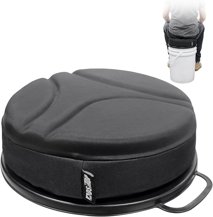MDSTOP 5 Gallon Bucket Seat with 3" Thick Seat Foam Cushion, Waterproof 360°Swivel Bucket Lid Seat, Silent Bucket Seats for Duck Dove Hunting, Ice Fishing, Baseball, Camping, Gardening