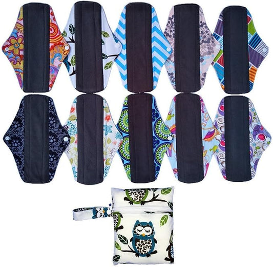 10Pieces 10Inch Reusable Washable Menstraul Pads Sanitary Pads