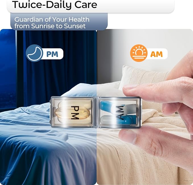 Monthly Pill Organizer 2 Times a Day, one Month Pill Box AM PM, 30 Day Pill Case Small Compartments to Hold Vitamin and Travel Medicine Organizer, 31 Day Pill Organizer, 4 Week Pill Cases（Grey）