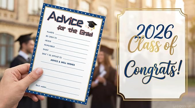 30PCS 2026 Graduation Party Game Cards, Advice For Graduation, Senior High School & College Graduation Party Favors-MG03