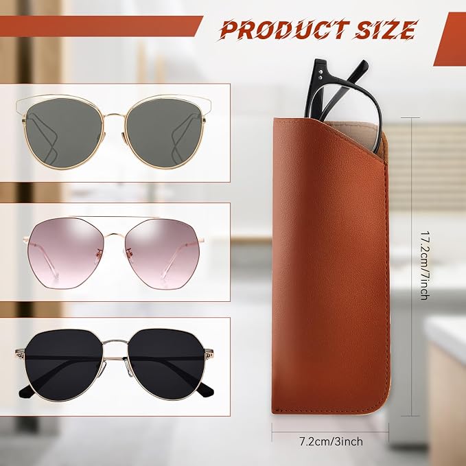 Cositina 12 Pack Soft Glasses Cases 7x3 Inch Leather Eyeglasses Case Portable PU Soft Sunglasses Pouch for Women Men Adults Kids - Multicolor