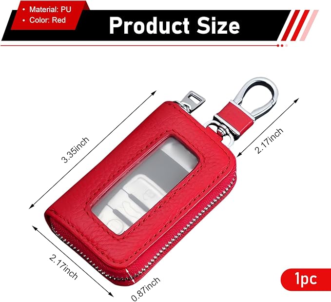 1PC Car Key Fob Case, Leather Car Key Holder for Purse, Automotive Smart Key fob Holder with Hook, for Remote Key Fob