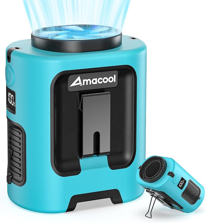 AMACOOL Mini Portable Waist Fan Clip on, 13000RPM Wearable Shirt Belt Fan | Gifts for Father Him Men Dad Husband, Rapid-Cooling Personal Neck Fans for Men Women Outdoor Work Jobsite Travel Camping