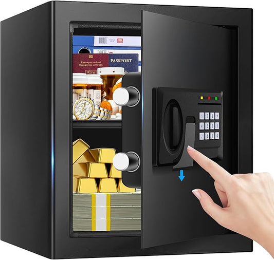 2.3 Cuft Fire proof Safes for HOME USE, Digital Security Safe Box with Programmable Keypad and Spare Keys, Safety Box for Home Office Business, Document Safe for Money Medicine Valuables