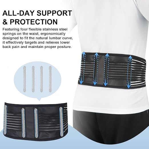 Back Brace for Lower Back Pain Relief, Lumbar Support Belt for Work for Men&Women with Magnet, 4 Reinforced Stay, Self Heating Adjustable Back Support for Sciatica,Herniated Disc,Scoliosis (X-Large)
