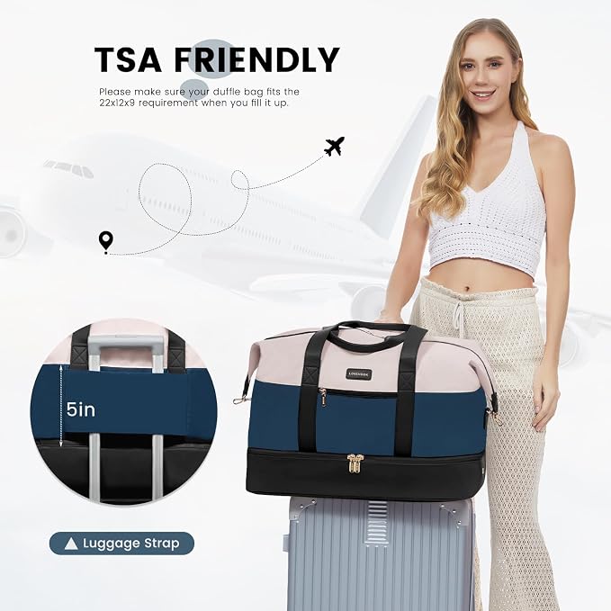 LOVEVOOK Weekender Bag for Women, Large Duffle Bag for Travel with 2 Packing Cubes, Carry on Overnight Bag with Shoe Compartment, Mom Hospital Bags for Labor and Delivery