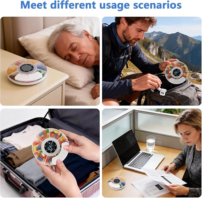 Smart Pill Dispenser with App Pill Reminder Portable Travel Medicine Organizer Pill Case Pill Organizer 7 Day for Prescriptions & Vitamins