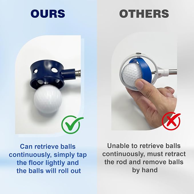 Golf Ball Retriever Telescopic for Water, 9/12/15/20Ft GolfBall Grabber Tool, Golf Accessories Gifts for Men, Women & Golfers, Golf Balls Picker with Stainless Steel Shaft & Rubber Grip