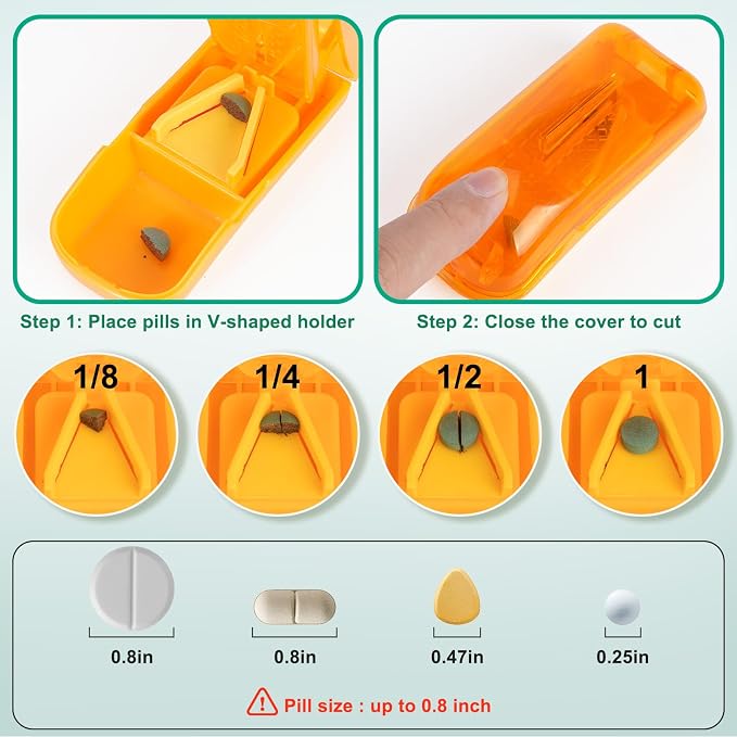 Monthly Pill Organizer 2 Times a Day with Weekly Pill Bag, 30 Day Pill Organizer 2 Times a Day with Large 31 Compartments, Monthly Stickers, Pill Cutter, Hard Travel Case Medicine Vitamins Case