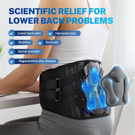 Back Brace for Women Men, Reinforced 3D Lumbar Support Pad, 4 Carbon Fiber Splints, Ultra-thin Air Mesh, Wear for Under Clothes, for Lower Back Pain Relief, Sciatica, Posture, Lifting, Size XXL