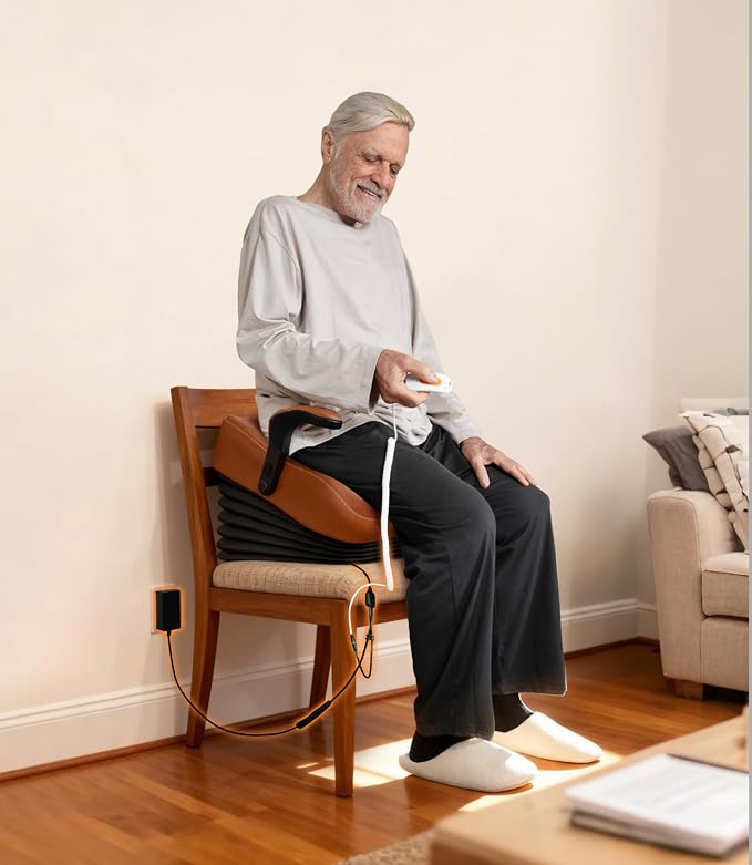 VOCIC Electric Seat Lift Assist, 400LB Capacity Power Stand Assist with Wired Remote, Sit Comfortably for Hours, Portable Lifting Seat Riser for Seniors & Elderly (AX16)